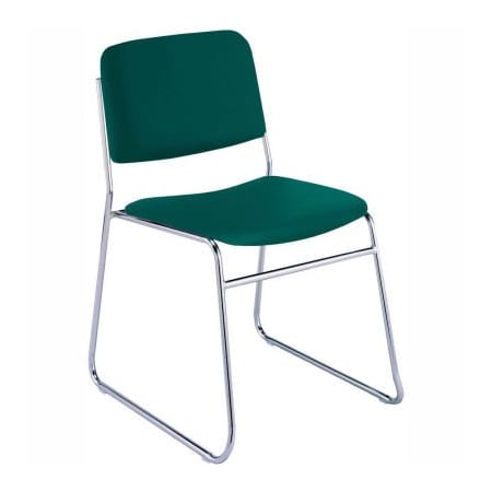 KFI Armless Stack Chair With Sled Base - Forest Vinyl